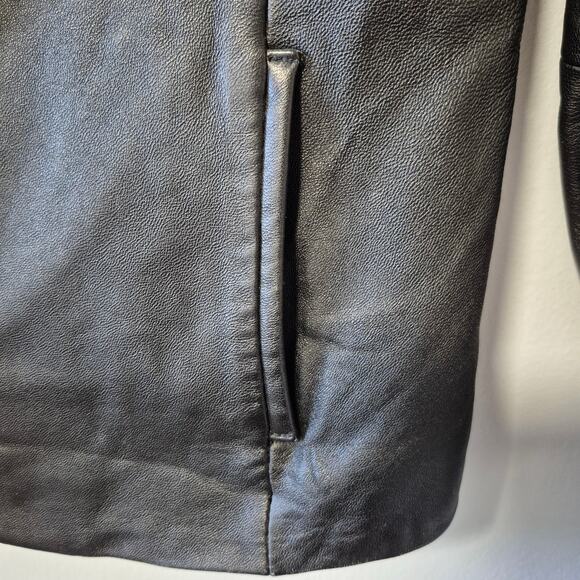 Vintage The Limited Womens Leather Black Fitted Jacket XS Zebra stripe lining - Picture 7 of 13